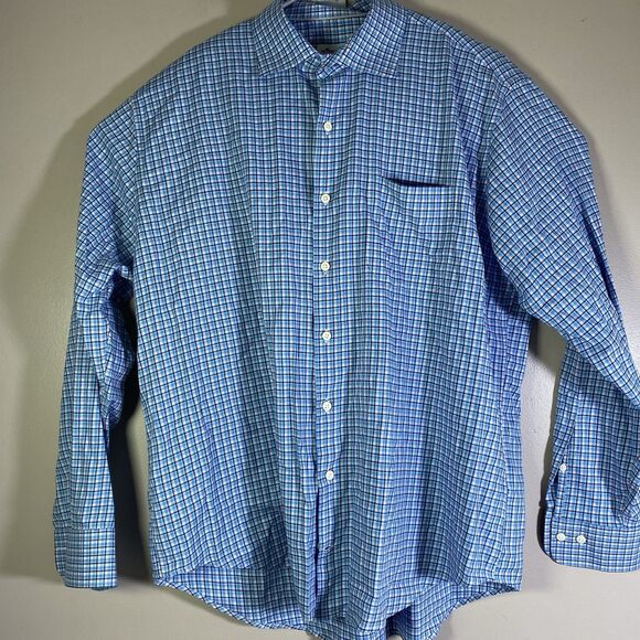 Peter Millar Crown Finish Shirt Mens XL Check Plaid Button Up Flannel Dress - Picture 2 of 13